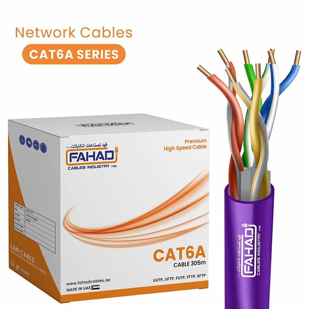 Structured Cabling System fahad cables products range network cable cat3 cat5e cable cat6 cable cat6a cable cat7 cable cat8 cable full copper LSZH and pvc out door ethernet cables