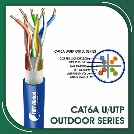 cat6a Network Cable 23awg twisted Pair u-utp Double Jacket 305m