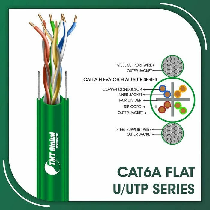 cat6a 23awg 4 twisted pair U-UTP Elevator Network Cable 305mcat6a 23awg 4 twisted pair U-UTP Elevator Network Cable 305m