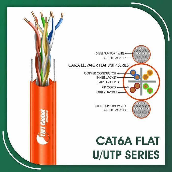 cat6a 23awg 4 twisted pair U-UTP Elevator Network Cable 305m
