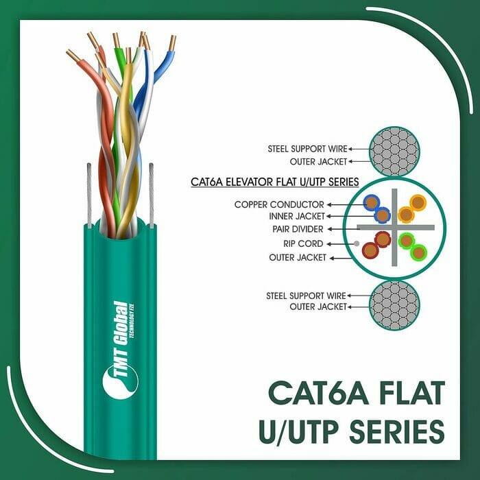 cat6a 23awg 4 twisted pair U-UTP Elevator Network Cable 305m
