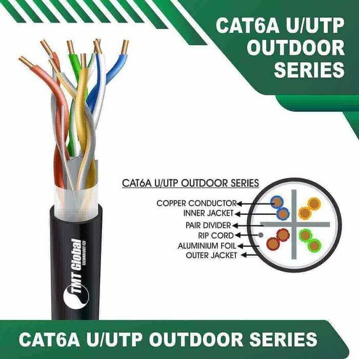 Cat 6a 23awg 4 twisted pair utp cable 305m