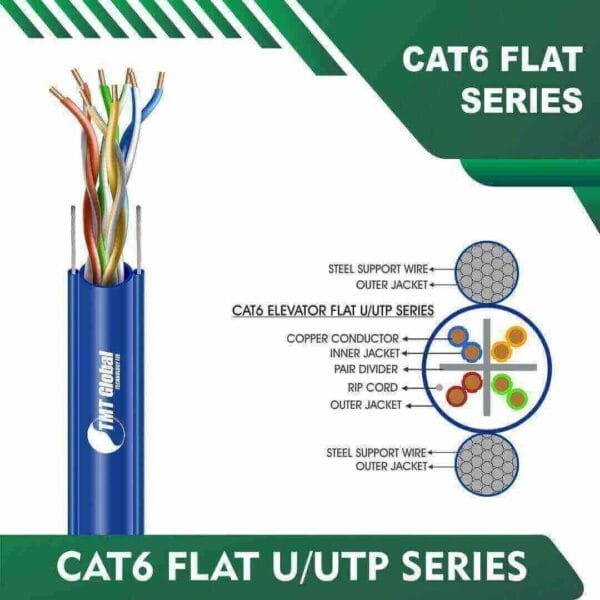 lift flat cat 6 cable 4 pair 305m tmt-4030 lift traveling Cable Cat6 23awg elevator cable