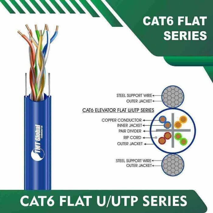 lift flat cat 6 cable 4 pair 305m tmt-4030 lift traveling Cable Cat6 23awg elevator cable