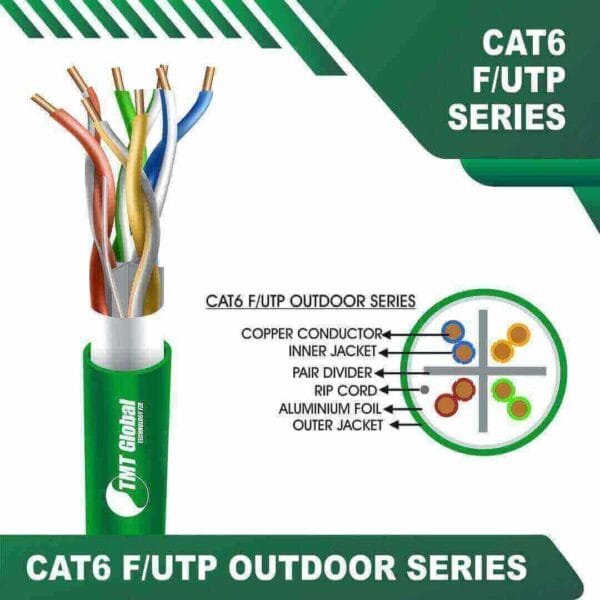 outdoor cat 6 cable 23awg 4 twisted pair F/UTP 305m
