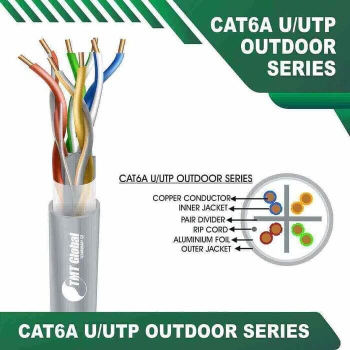 Cat 6a 23awg 4 twisted pair utp cable 305m