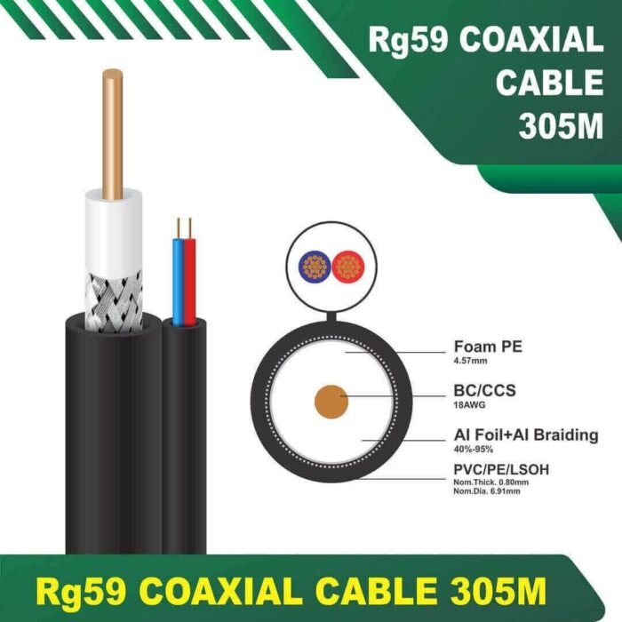 Rg59 Coaxial Cable with 2core Power Cable 305m - Image 6