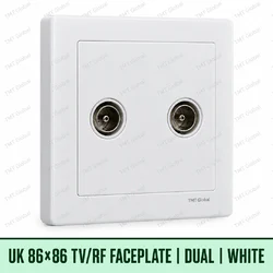 UK 86 by 86 millimetre dual TV-RF coax faceplate in white, TMT Global