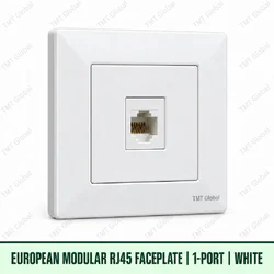 European modular single-port RJ45 faceplate in white, TMT Global