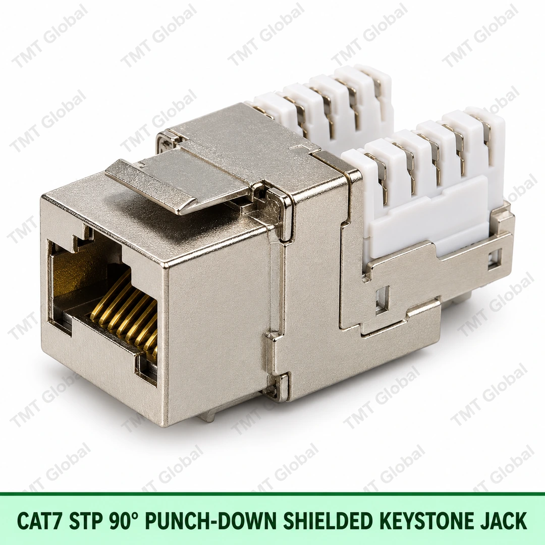 Cat7 STP 90deg Punchdown Shielded Keystone Jack by TMT Global Cat7 STP 90deg Punchdown Shielded Keystone Jack by TMT Global