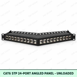 Cat6 STP 24-Port Angled Patch Panel – Unloaded