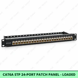 Cat6A STP 24-Port Patch Panel – Loaded