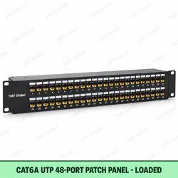 Cat6A UTP 48-Port Patch Panel – Loaded