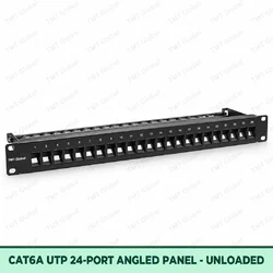 Cat6A UTP 24-Port Angled Patch Panel – Unloaded
