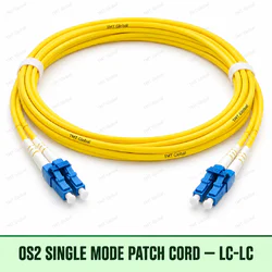 OS2 single-mode LC-LC fibre patch cord with yellow duplex jacket, TMT Global