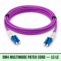 OM4 multimode LC-LC fibre patch cord with violet duplex jacket, TMT Global
