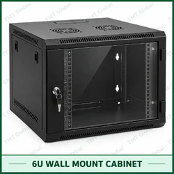 TMT Global 6U wall-mount cabinet with lockable glass front, vented panels and 19-inch rack enclosure.