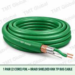 TMT Global 1 pair 2 core KNX TP bus cable with foil and braid shielding.