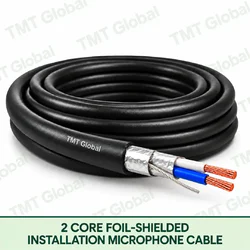 TMT Global 2 Core Foil Shielded Installation Microphone Cable product image showing the cable coil and exposed conductor cutaway.