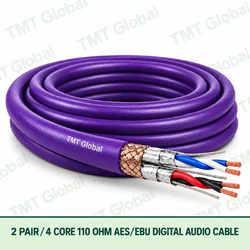 TMT Global 2 Pair 4 Core AES EBU Digital Audio Cable product image showing the cable coil and exposed conductor cutaway.