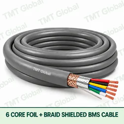 TMT Global 6 Core Foil And Braid Shielded BMS Cable product cable with 6 clearly visible conductors; foil and braid shielded.