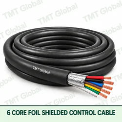 TMT Global 6 core Foil Shielded Control Cable, with 6 visible copper conductors; foil shielded.