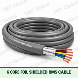 TMT Global 6 Core Foil Shielded BMS Cable product cable with 6 clearly visible conductors; foil shielded.