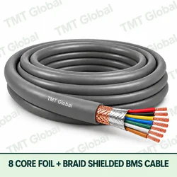 TMT Global 8 Core Foil And Braid Shielded BMS Cable product cable with 8 clearly visible conductors; foil and braid shielded.