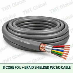 TMT Global 8 core foil + braid shielded PLC I/O cable, with 8 visible copper conductors.