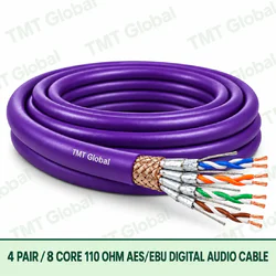TMT Global 4 Pair 8 Core AES EBU Digital Audio Cable product image showing the cable coil and exposed conductor cutaway.