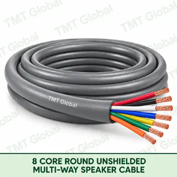 TMT Global 8 Core Round Unshielded Multi-Way Speaker Cable product image showing the cable coil and exposed conductors.
