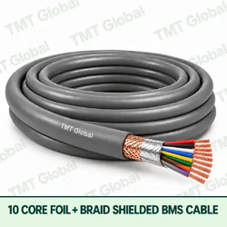 TMT Global 10 Core Foil And Braid Shielded BMS Cable product cable with 10 clearly visible conductors; foil and braid shielded.
