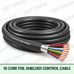 TMT Global 10 core Foil Shielded Control Cable, with 10 visible copper conductors; foil shielded.