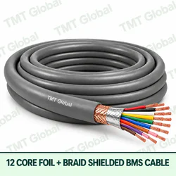 TMT Global 12 Core Foil And Braid Shielded BMS Cable product cable with 12 clearly visible conductors; foil and braid shielded.