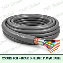 TMT Global 12 core foil + braid shielded PLC I/O cable, with 12 visible copper conductors.