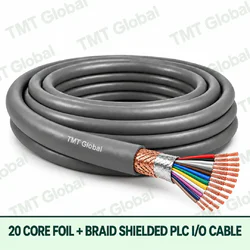 TMT Global 20 core foil + braid shielded PLC I/O cable, with 20 visible copper conductors.