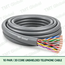 TMT Global 10 Pair 20 Core Unshielded Telephone Cable product image showing the cable coil and exposed conductor cutaway.