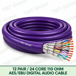 TMT Global 12 Pair AES EBU Digital Audio Cable product image showing the cable coil and exposed conductor cutaway.