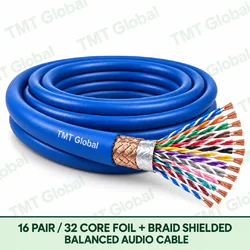 TMT Global 16 Pair 32 Core Foil plus Braid Shielded Balanced Audio Cable product image showing the cable coil and exposed conductor cutaway.