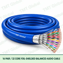 TMT Global 16 Pair 32 Core Foil Shielded Balanced Audio Cable product image showing the cable coil and exposed conductor cutaway.