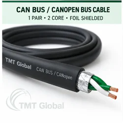 TMT Global 1 pair, 2 core, foil shielded CAN Bus / CANopen Bus Cable, with the protocol, pair count, core count, and shielding visible.