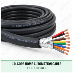 TMT Global 10 core foil shielded home automation cable, with 10 colored copper conductors.