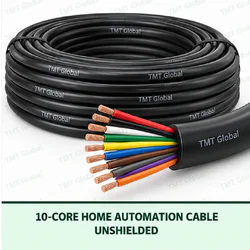 TMT Global 10 core unshielded home automation cable, with 10 colored copper conductors.
