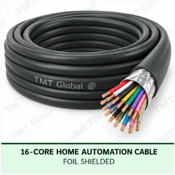 TMT Global 16 core foil shielded home automation cable, with 16 colored copper conductors.