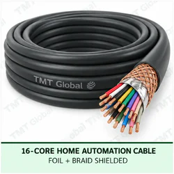 TMT Global 16 core foil + braid shielded home automation cable, with 16 colored copper conductors.