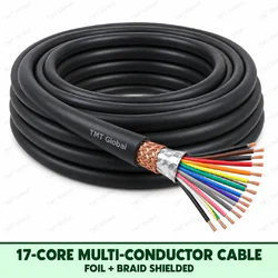 TMT Global 17 core foil + braid shielded multi-conductor cable, with 17 individually insulated copper conductors.
