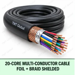 TMT Global 20 core foil + braid shielded multi-conductor cable, with 20 individually insulated copper conductors.