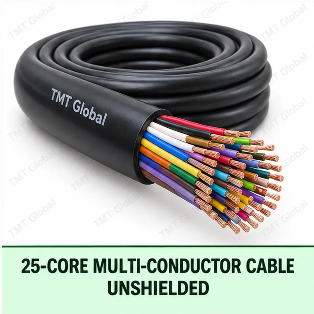 TMT Global 25 core unshielded multi-conductor cable, with 25 individually insulated copper conductors. TMT Global 25 core unshielded multi-conductor cable, with 25 individually insulated copper conductors.