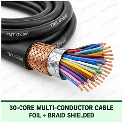 TMT Global 30 core foil + braid shielded multi-conductor cable, with 30 individually insulated copper conductors.
