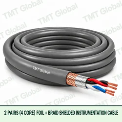 TMT Global 2 pair 4 core foil and braid shielded instrumentation cable, with twisted pairs visible